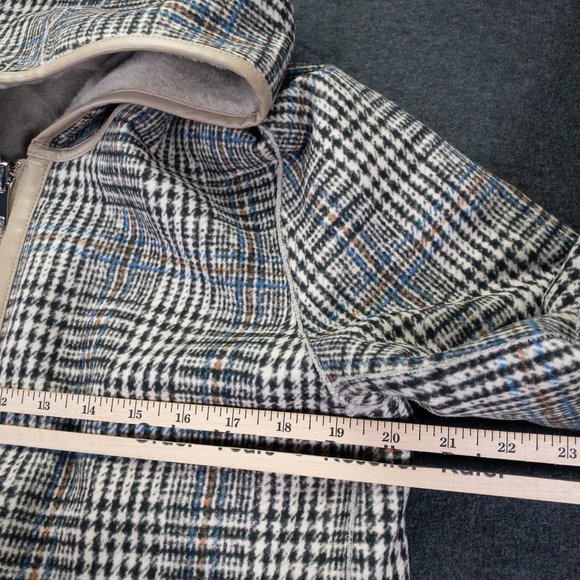 Roberto Bassi Coat Womesn Multicolor M 40 Faux suede & Fur Revirsable Hooded #99 - Picture 7 of 9